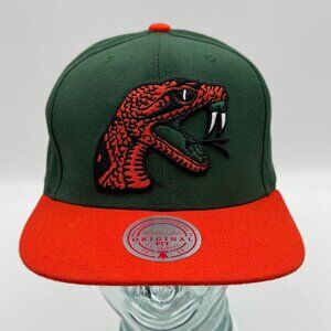 Mitchell & Ness Florida A&M Rattlers NCAA Snapback Hat Cap Green Orange One Size